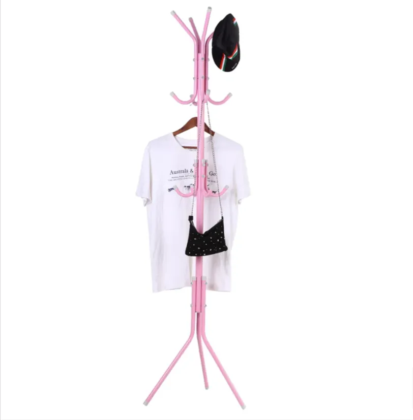 12 Hook Free-Standing Coat Hanger Pink