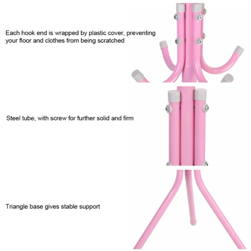 12 Hook Free-Standing Coat Hanger Pink