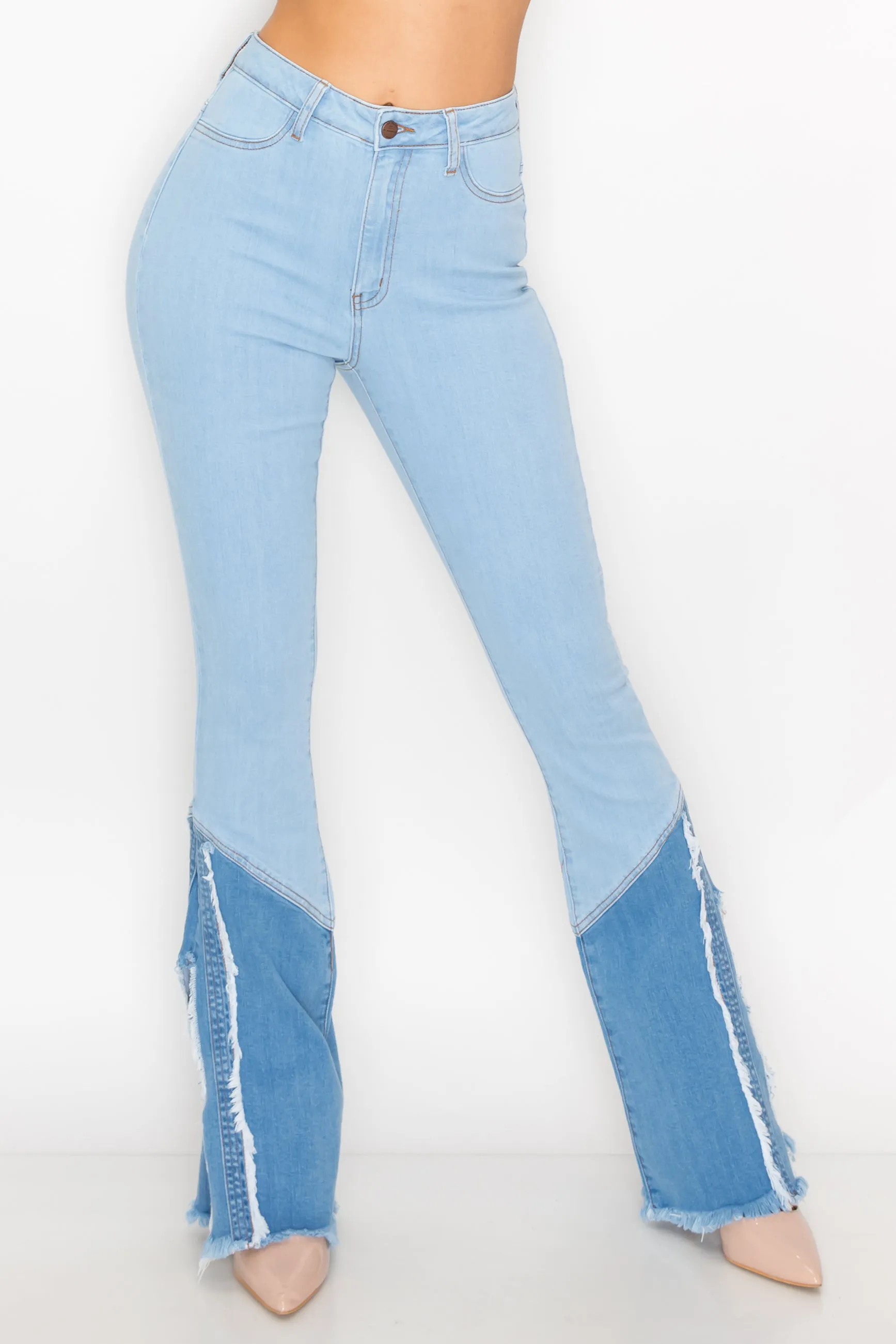 2117 Women's Super High Waisted Bottom Side Slit Bootcut Jeans
