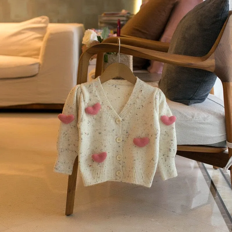 3D Heart Knitted Cardigan