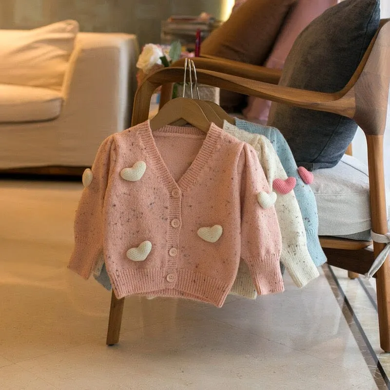 3D Heart Knitted Cardigan