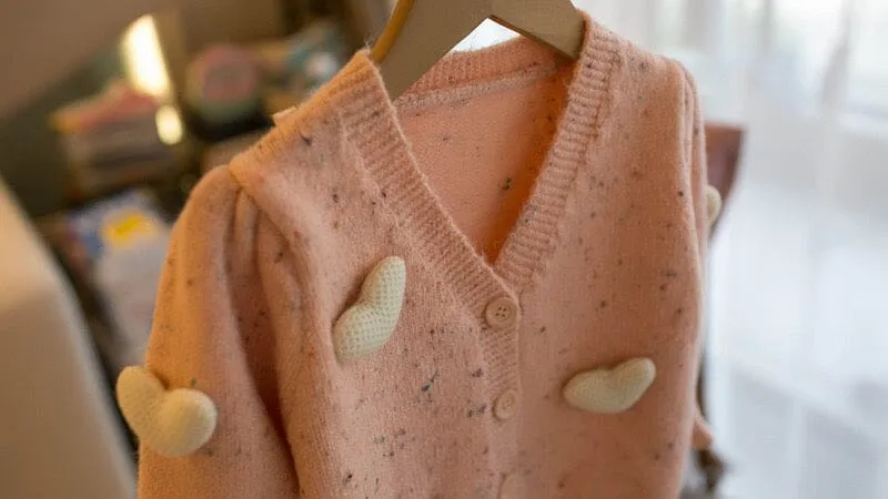 3D Heart Knitted Cardigan