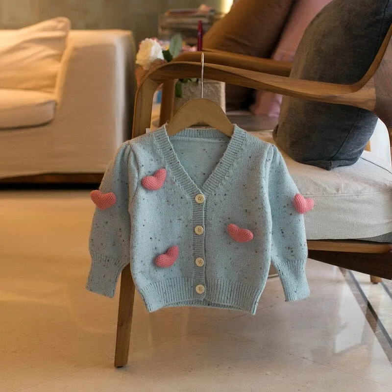 3D Heart Knitted Cardigan