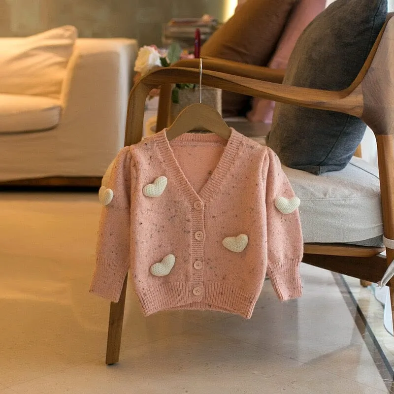 3D Heart Knitted Cardigan