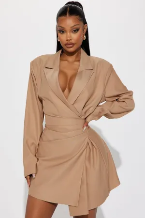 About The Business Blazer Mini Dress - Camel