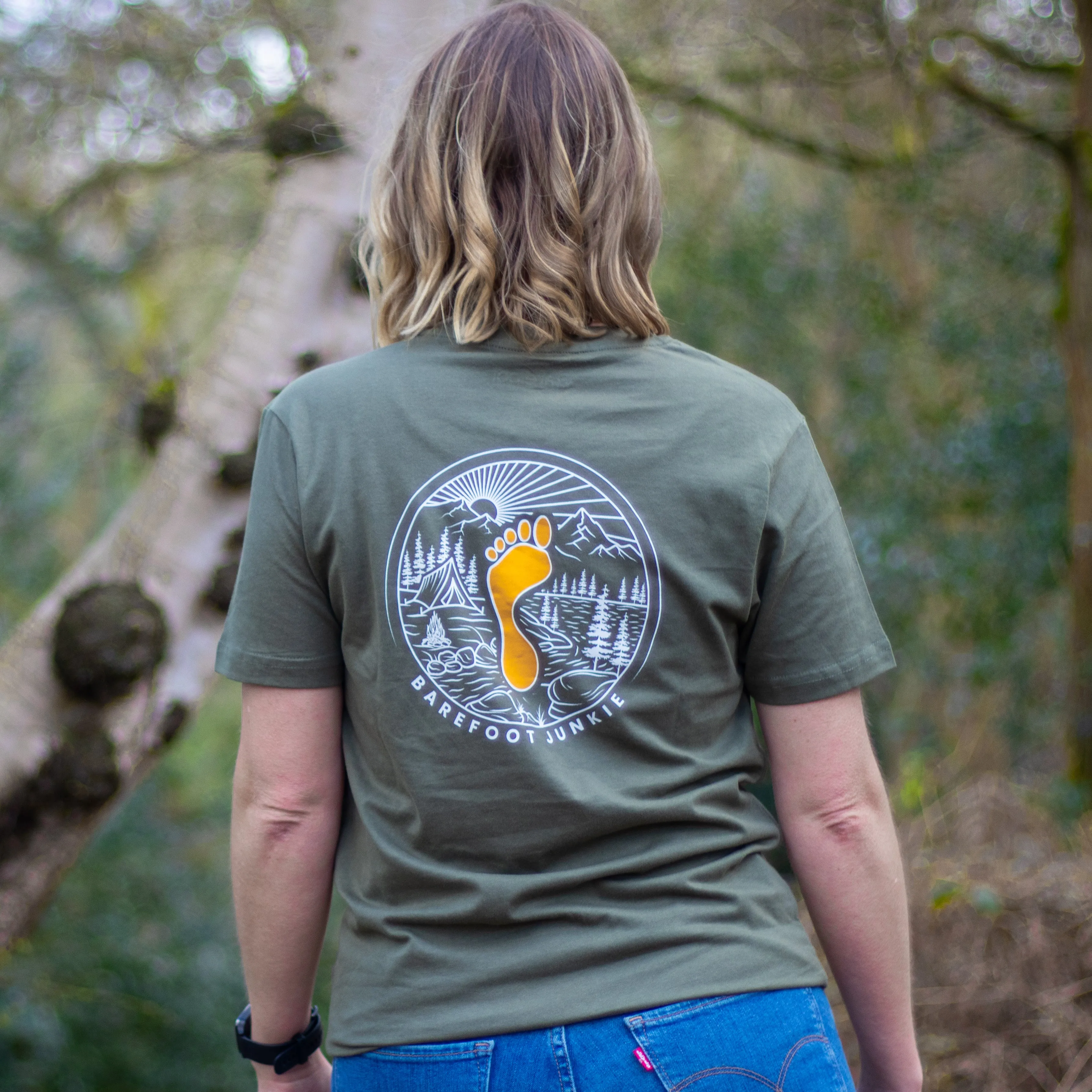 Barefoot Junkie Explore T-Shirt Olive (Unisex Fit)