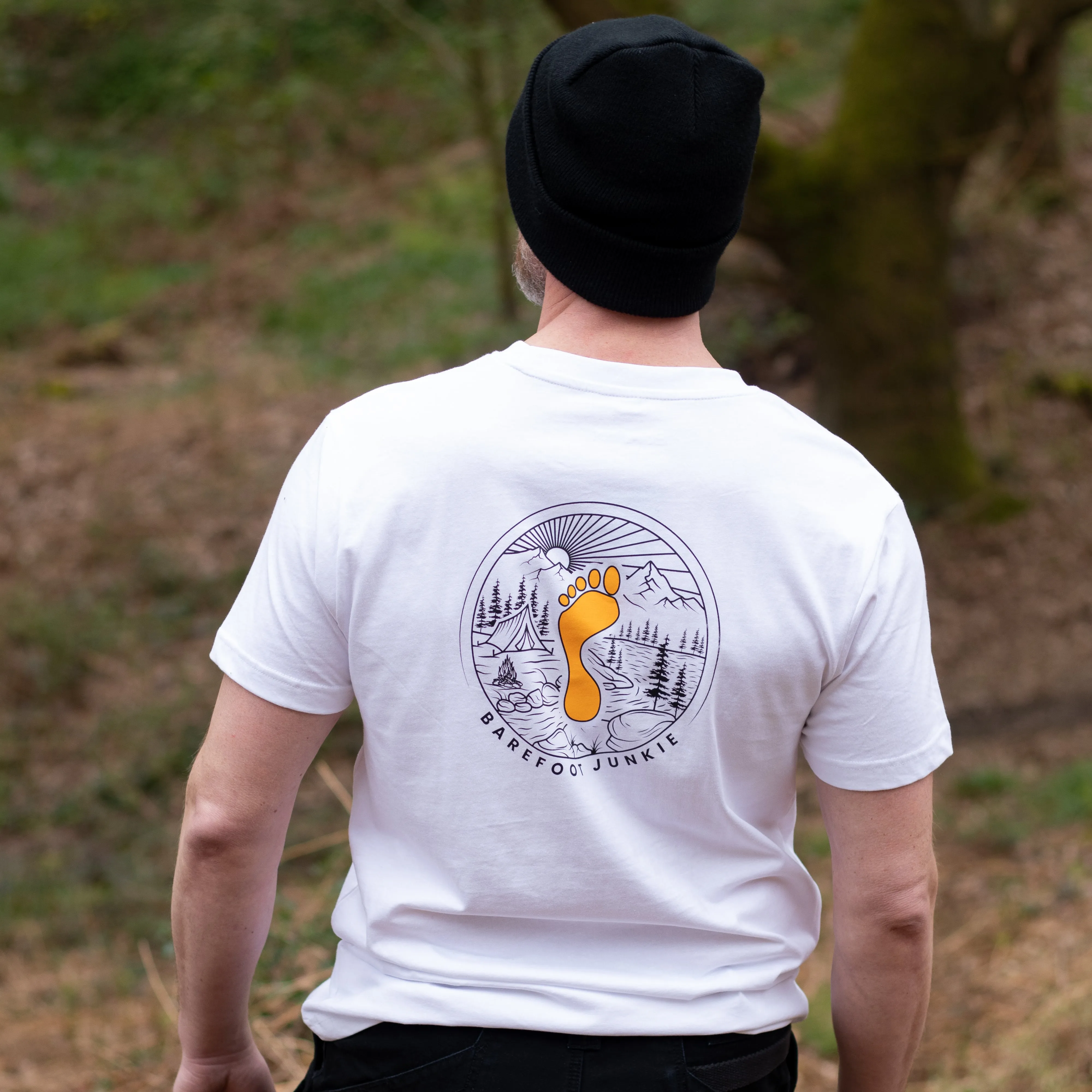 Barefoot Junkie Explore T-Shirt White (Unisex Fit)