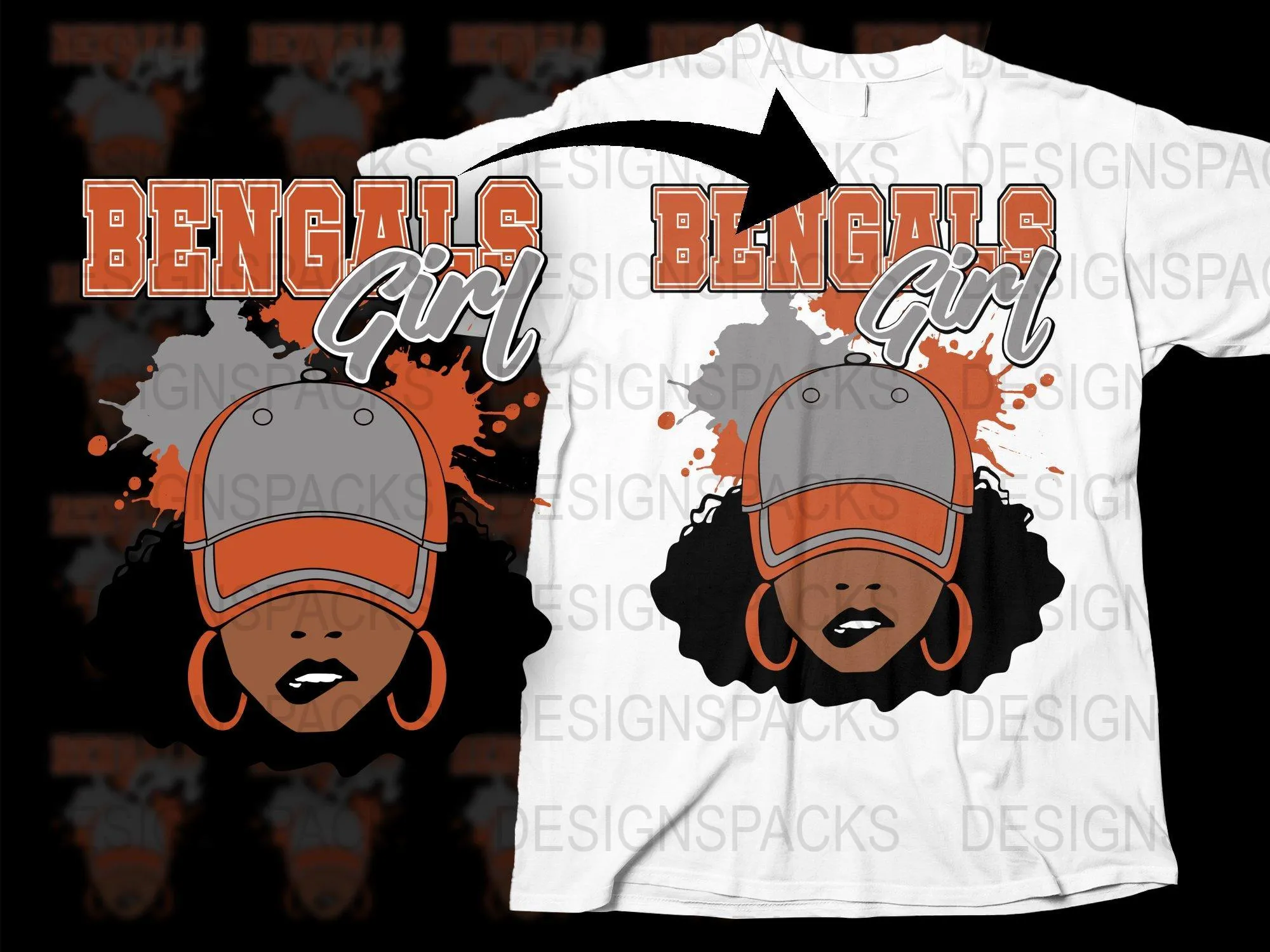 Bengals Girl Football Fan Graphic Png Digital Download