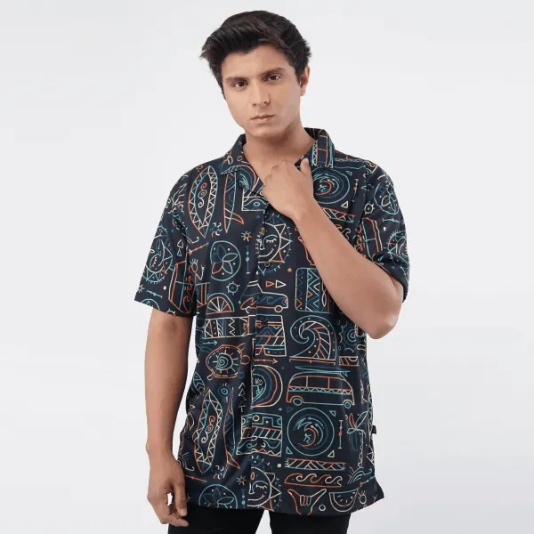 BLACK ABSTRACT Men Hawaiin Shirts