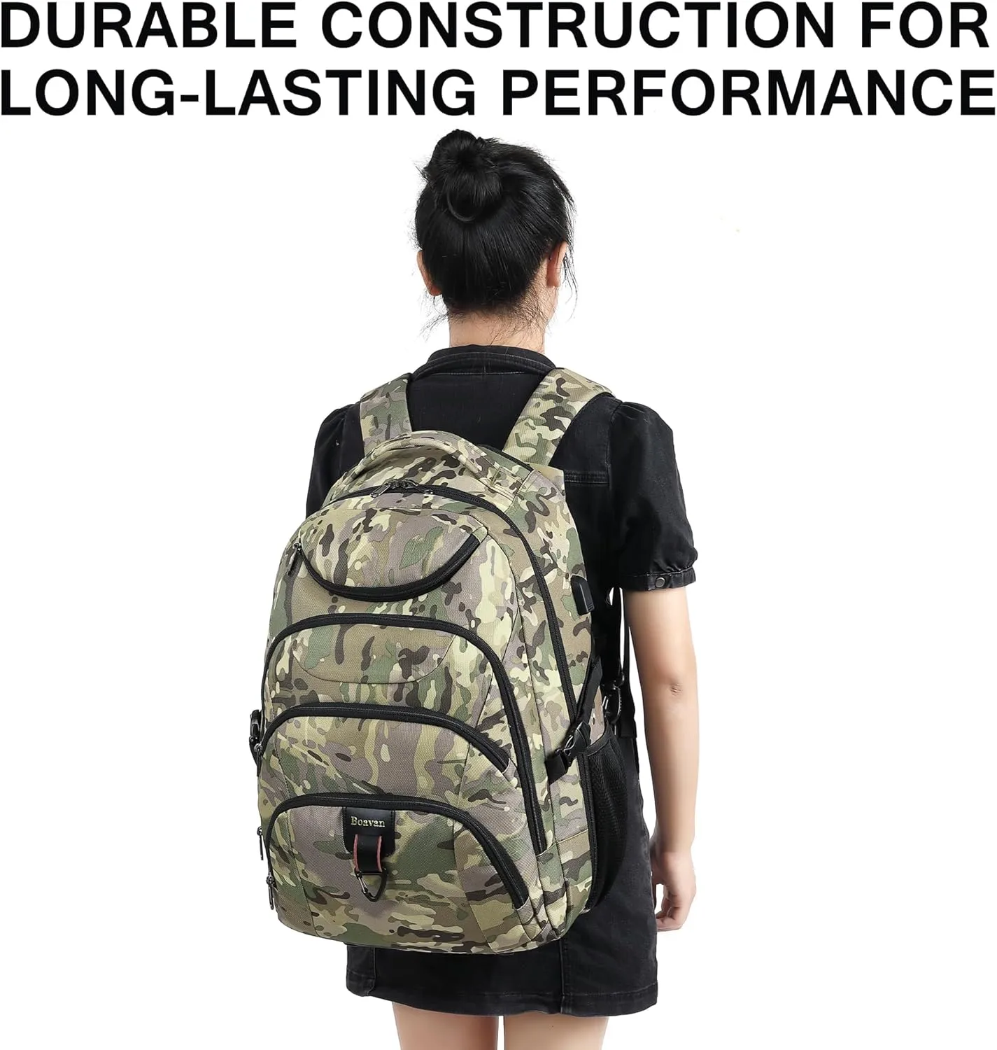 Boavan Rolling Backpack,17 inch Water Resistant Wheeled Backpack,Carry on Luggage Business Bag, Overnight College Computer Bag Trolley Suitcase for Men Women Adults to Travel