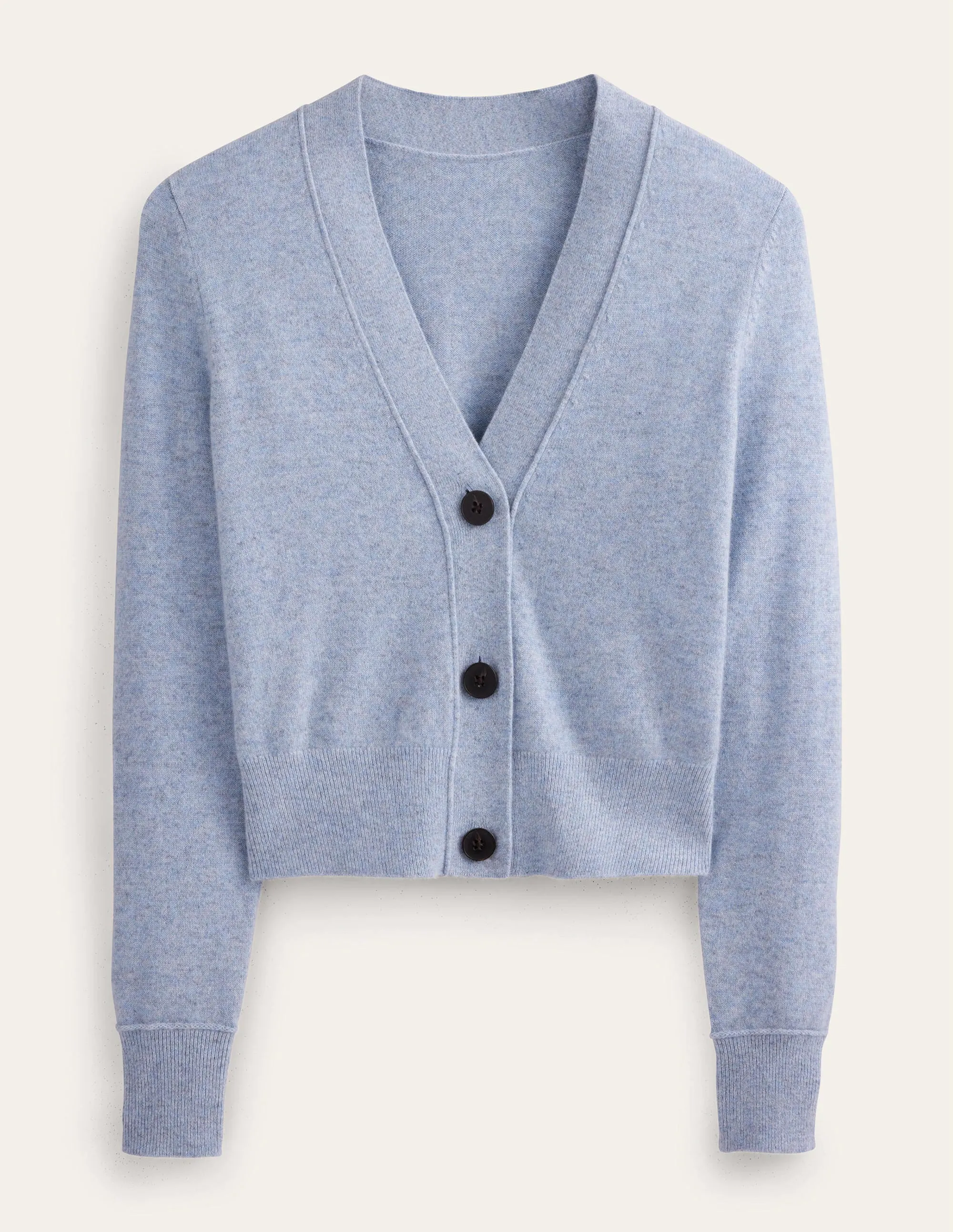 Cashmere V-neck Cardigan-Blue Melange