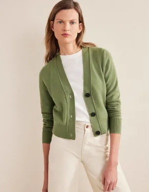 Cashmere V-neck Cardigan-Stone Green