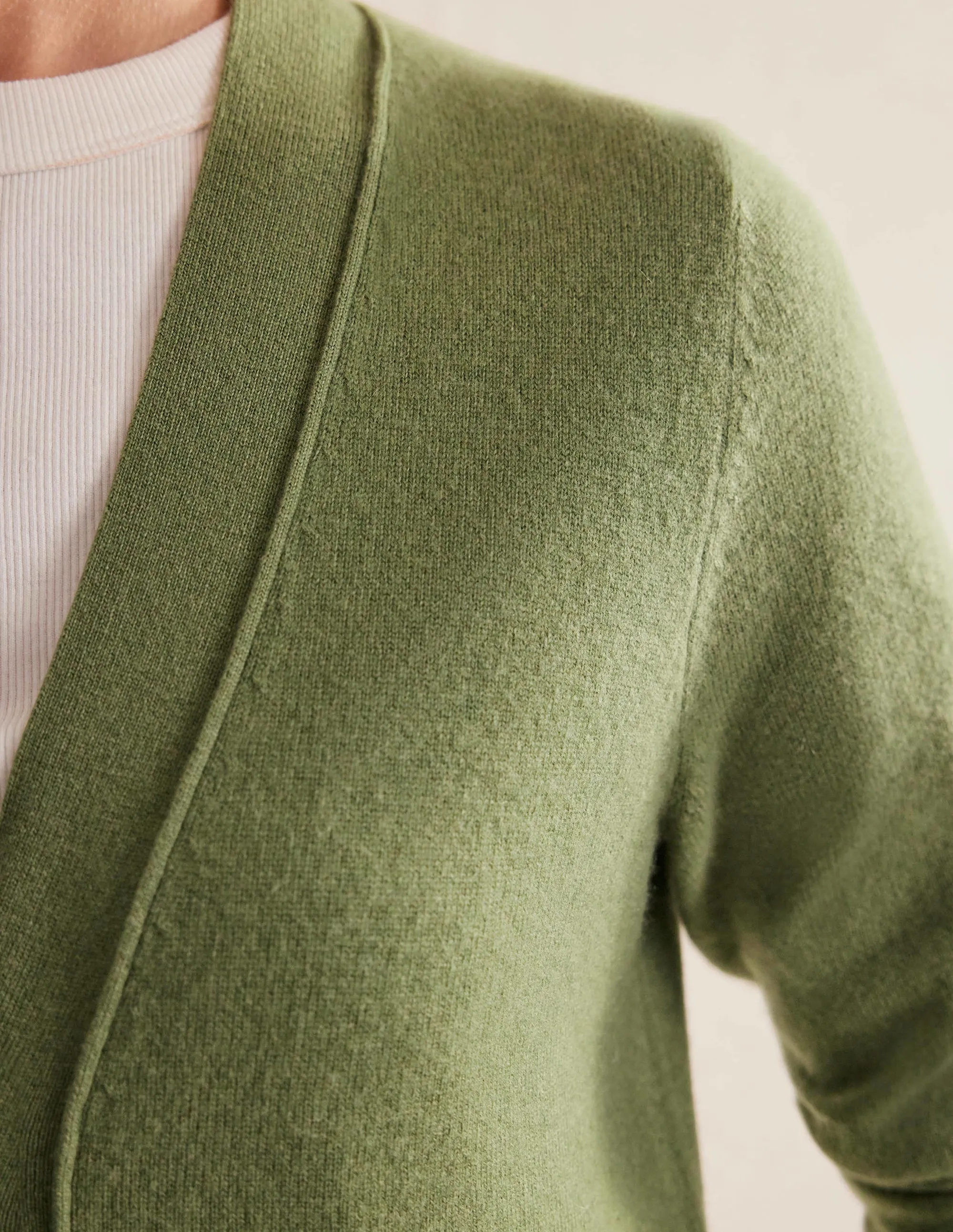 Cashmere V-neck Cardigan-Stone Green
