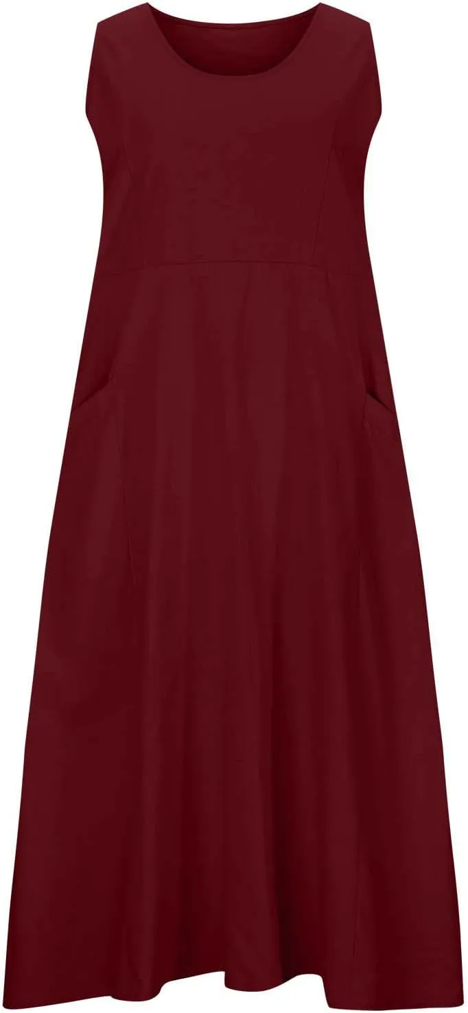 casual dresses for women summer sleeveless striped flowy ruffle dress long tshirt dress with pockets beach sundress
