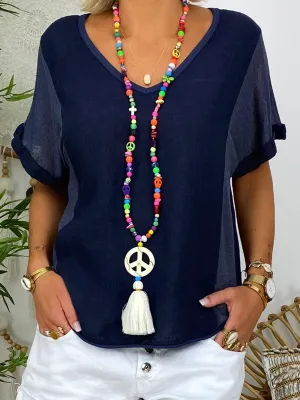 Casual V-Neck Short Sleeve T-Shirt