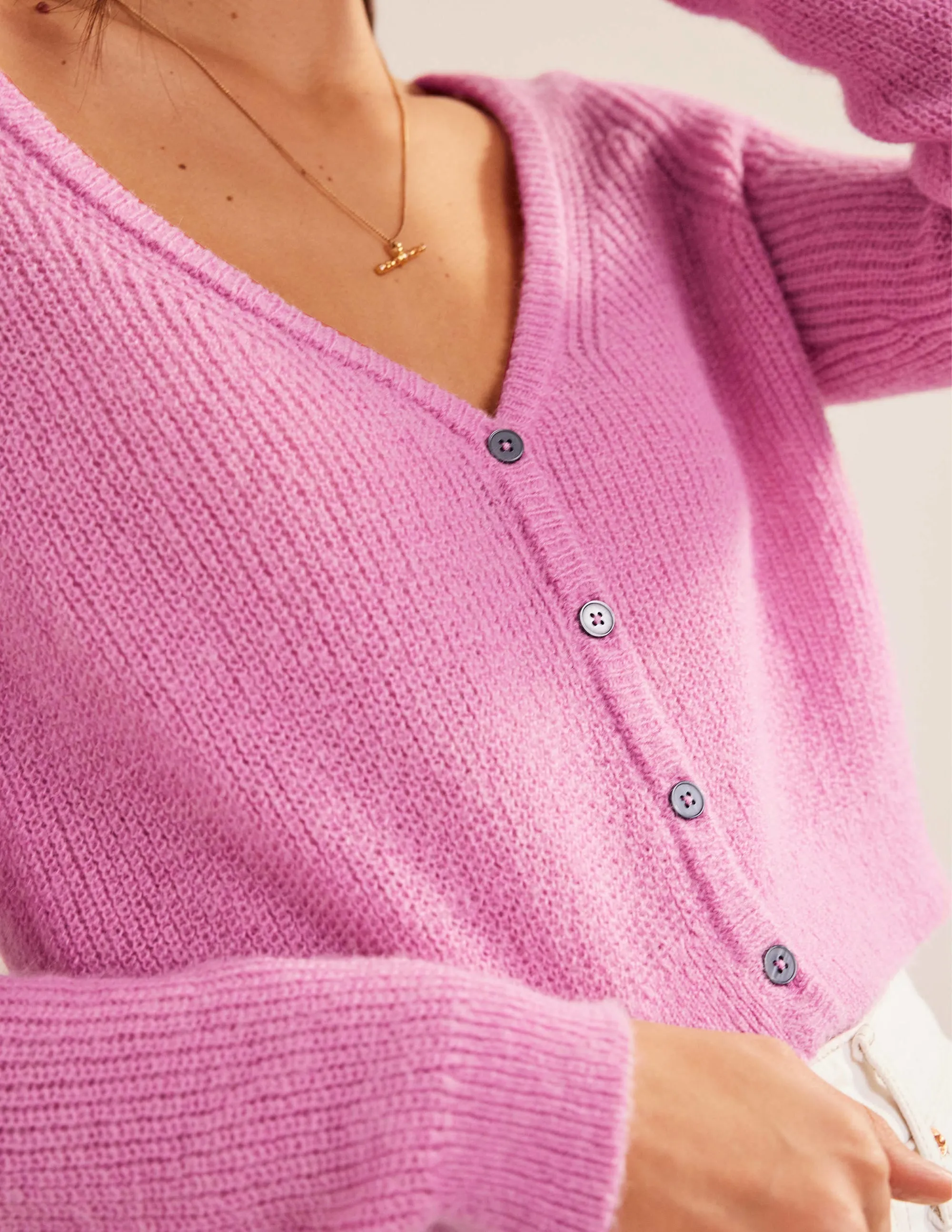 Cropped Fluffy Cardigan-Lavender Rose
