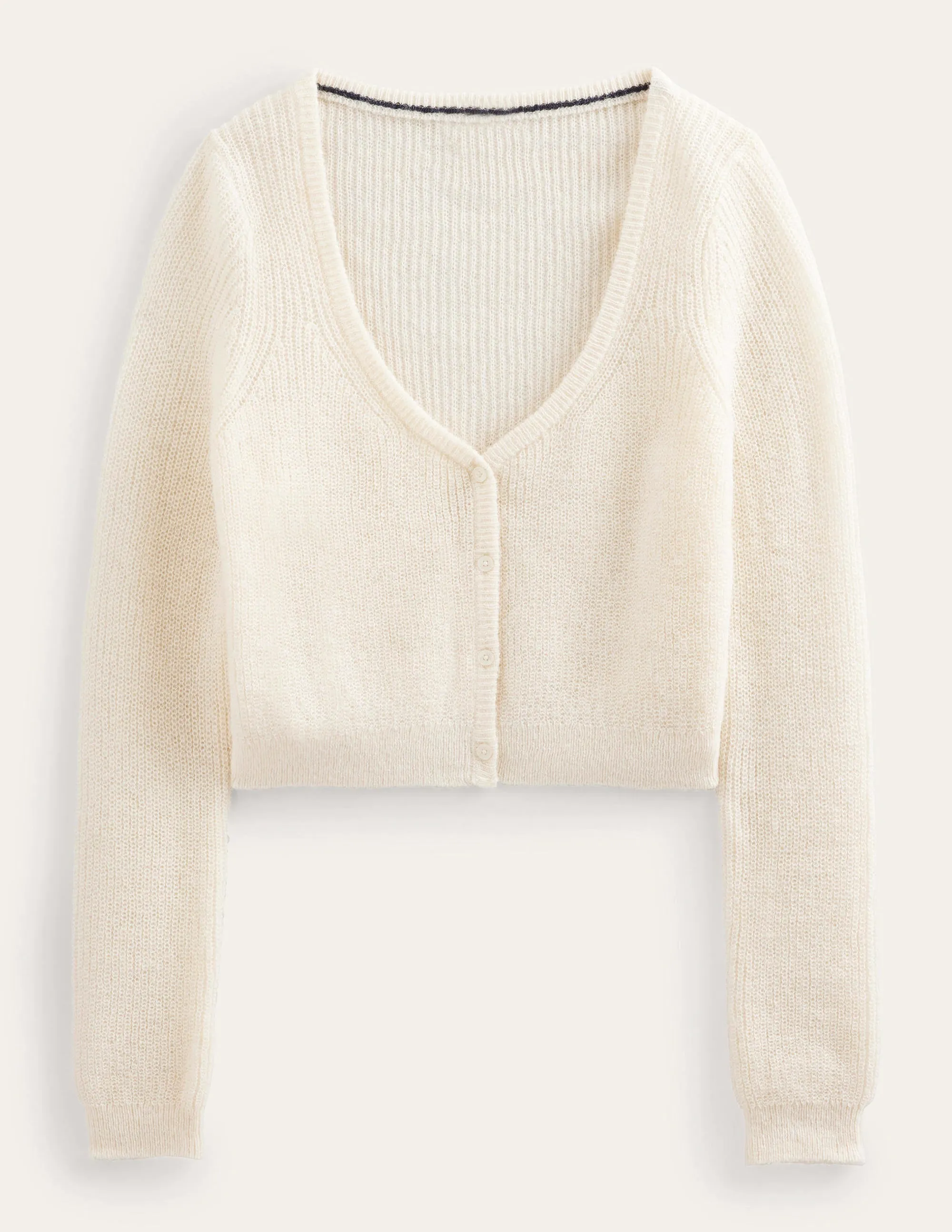 Cropped Fluffy Cardigan-Warm Ivory