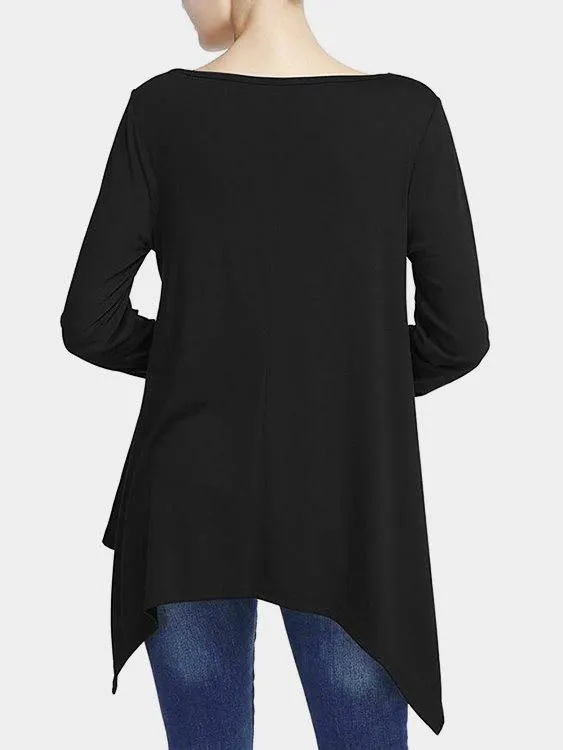 Custom Cold Shoulder Cut Out Half Sleeve Black T-Shirts