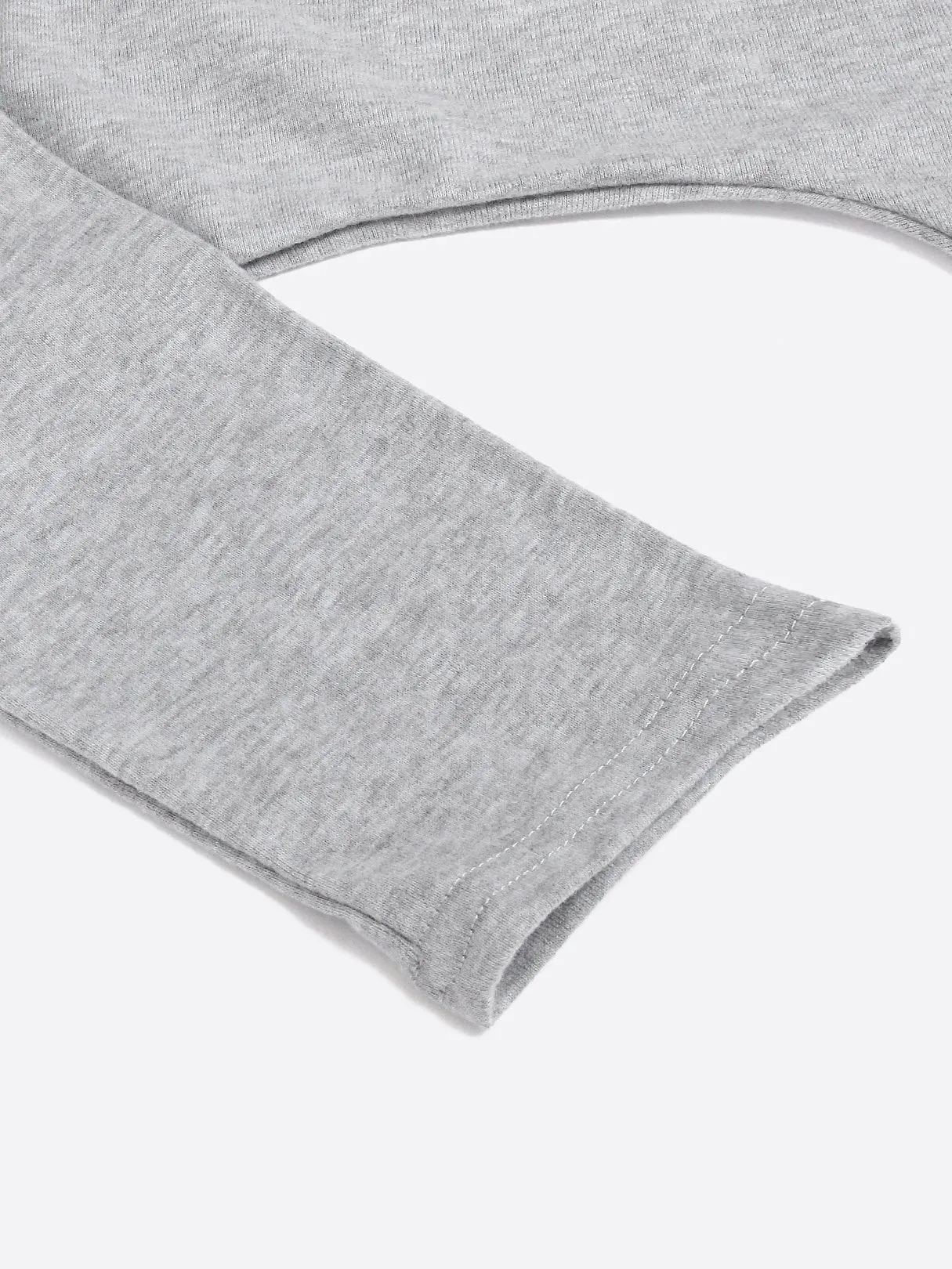 Custom Cold Shoulder Long Sleeve Grey T-Shirt