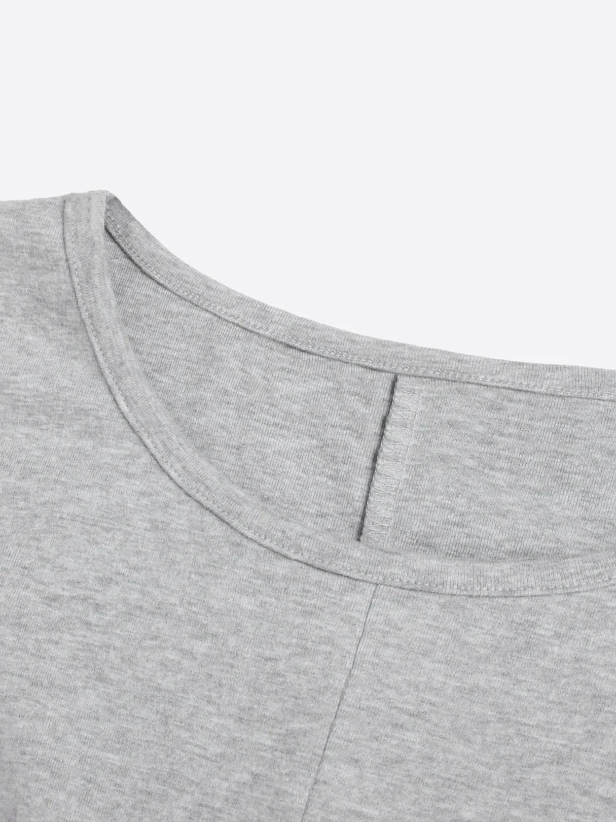 Custom Cold Shoulder Long Sleeve Grey T-Shirt