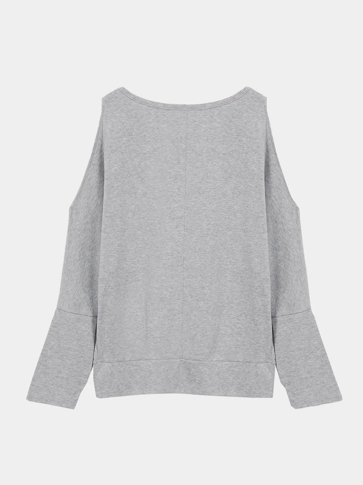 Custom Cold Shoulder Long Sleeve Grey T-Shirt