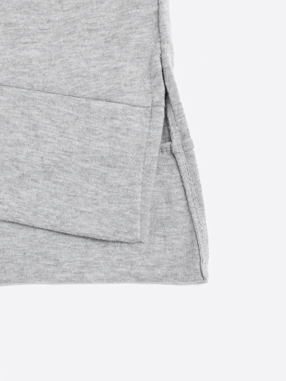 Custom Cold Shoulder Long Sleeve Grey T-Shirt