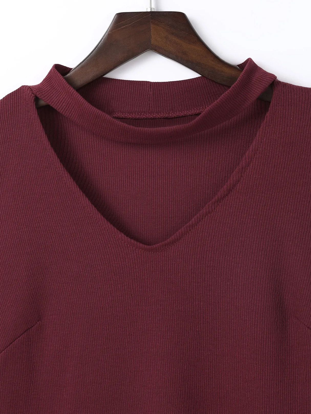 Custom V-Neck Cold Shoulder Hollow Long Sleeve Top