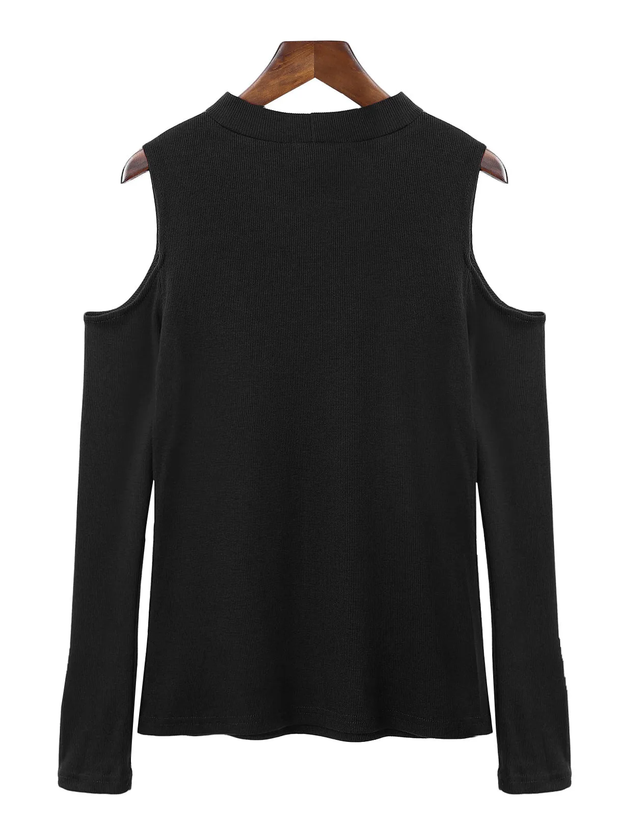 Custom V-Neck Cold Shoulder Hollow Long Sleeve Top