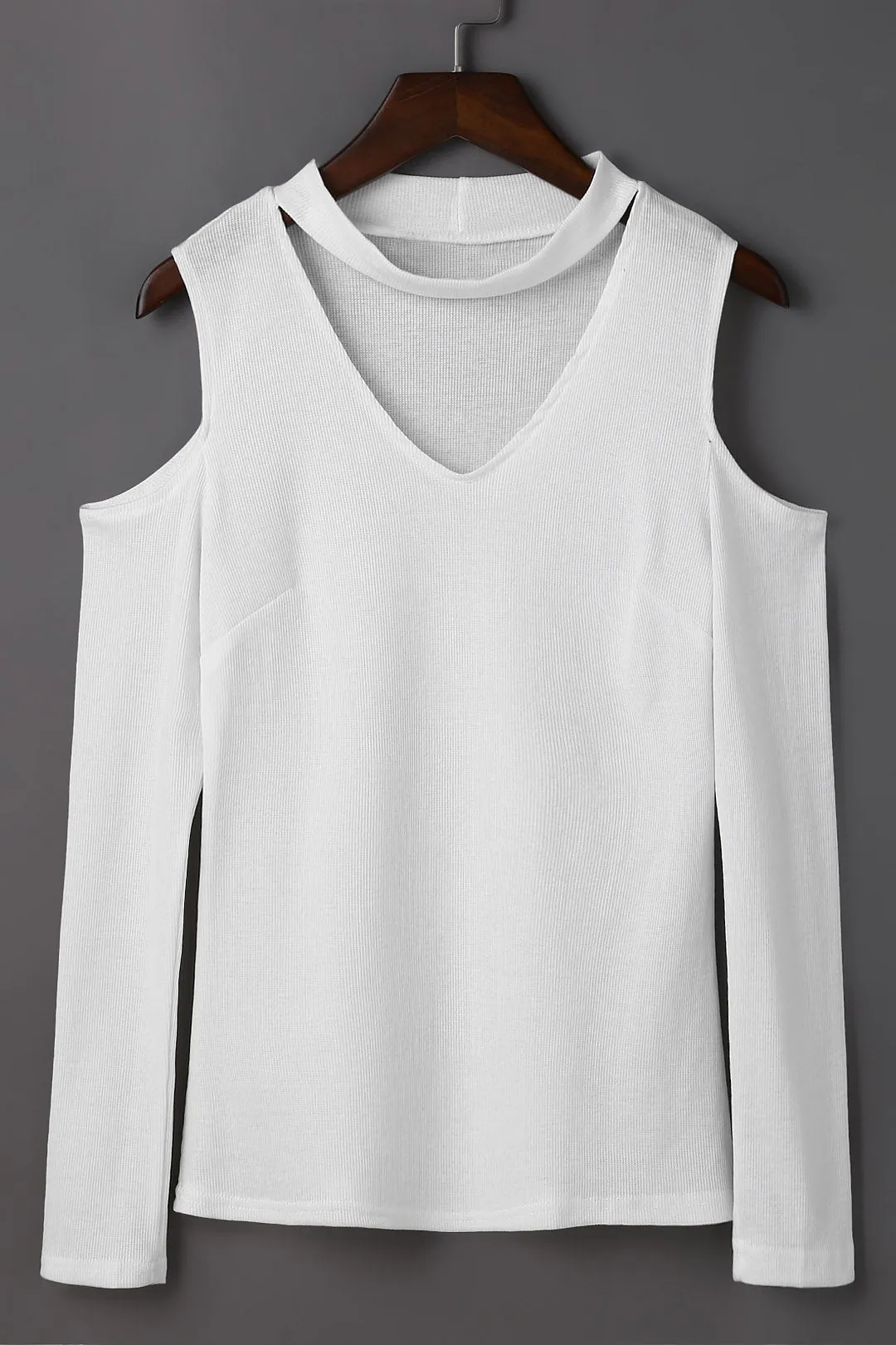 Custom V-Neck Cold Shoulder Hollow Long Sleeve Top