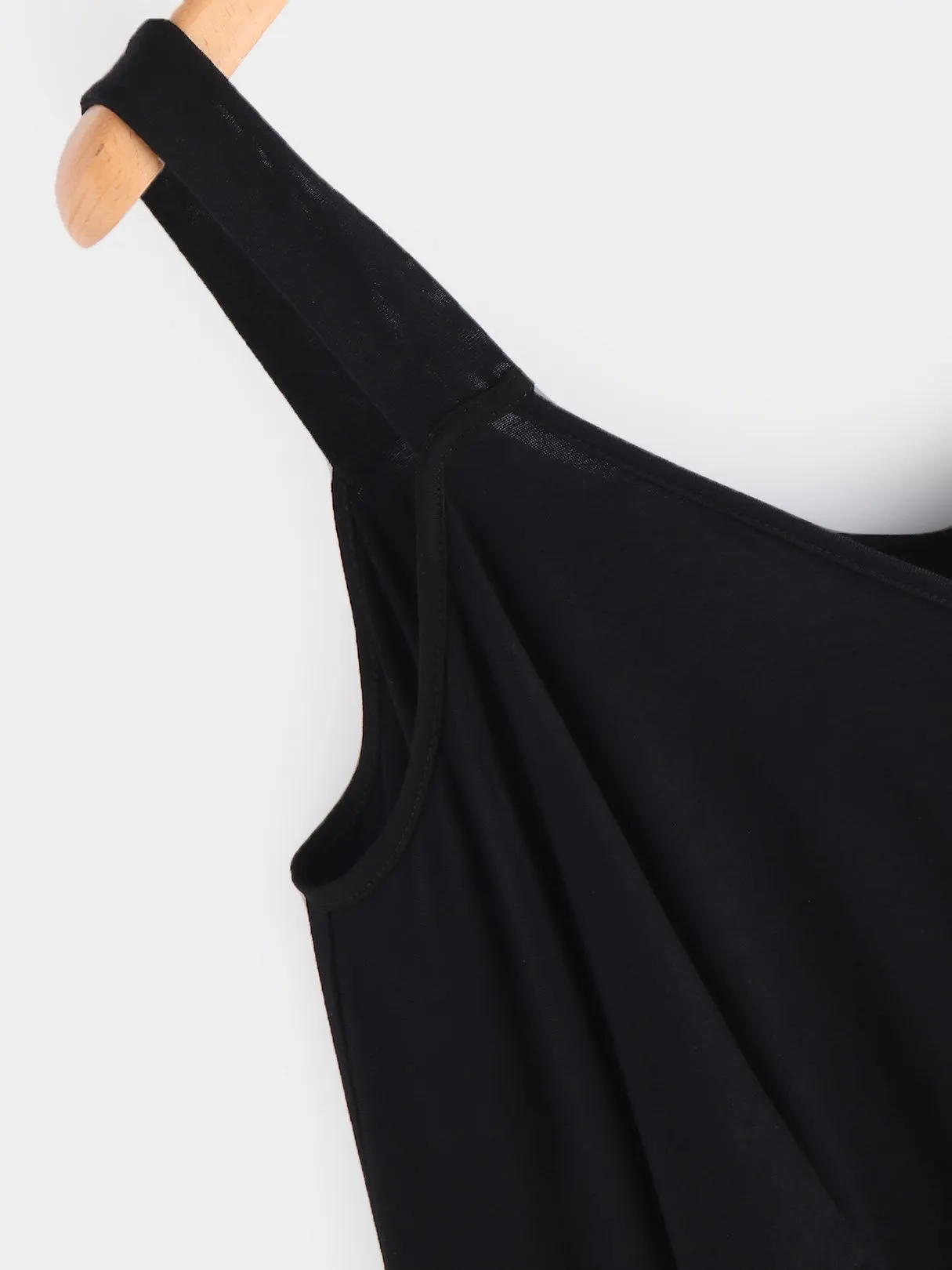Custom V-Neck Cold Shoulder Plain Crossed Front Cut Out Long Sleeve Black T-Shirts