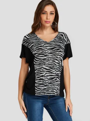 Custom V-Neck Zebra Short Sleeve T-Shirts
