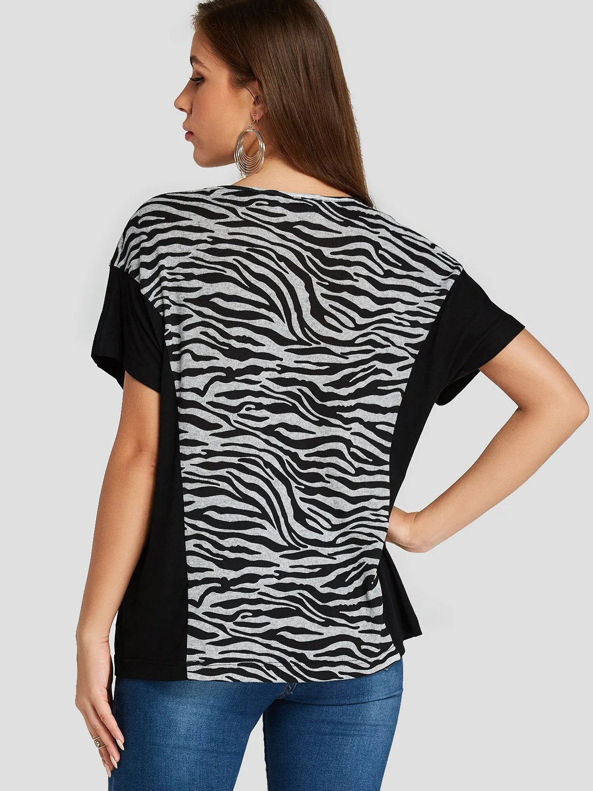 Custom V-Neck Zebra Short Sleeve T-Shirts