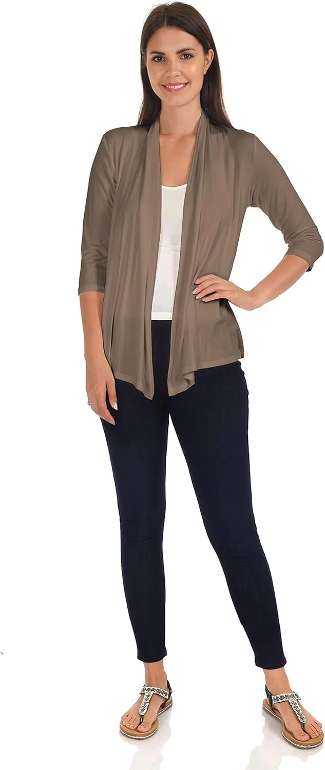 DFF Shop Women's Assymetrical Boyfriend Open 3/4 Sleeve Cardigan (Size: S- 5X)