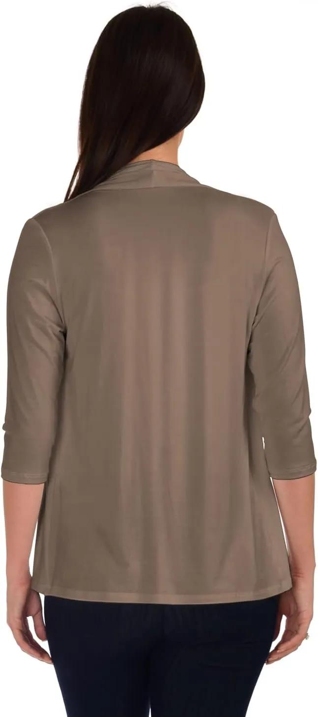 DFF Shop Women's Assymetrical Boyfriend Open 3/4 Sleeve Cardigan (Size: S- 5X)