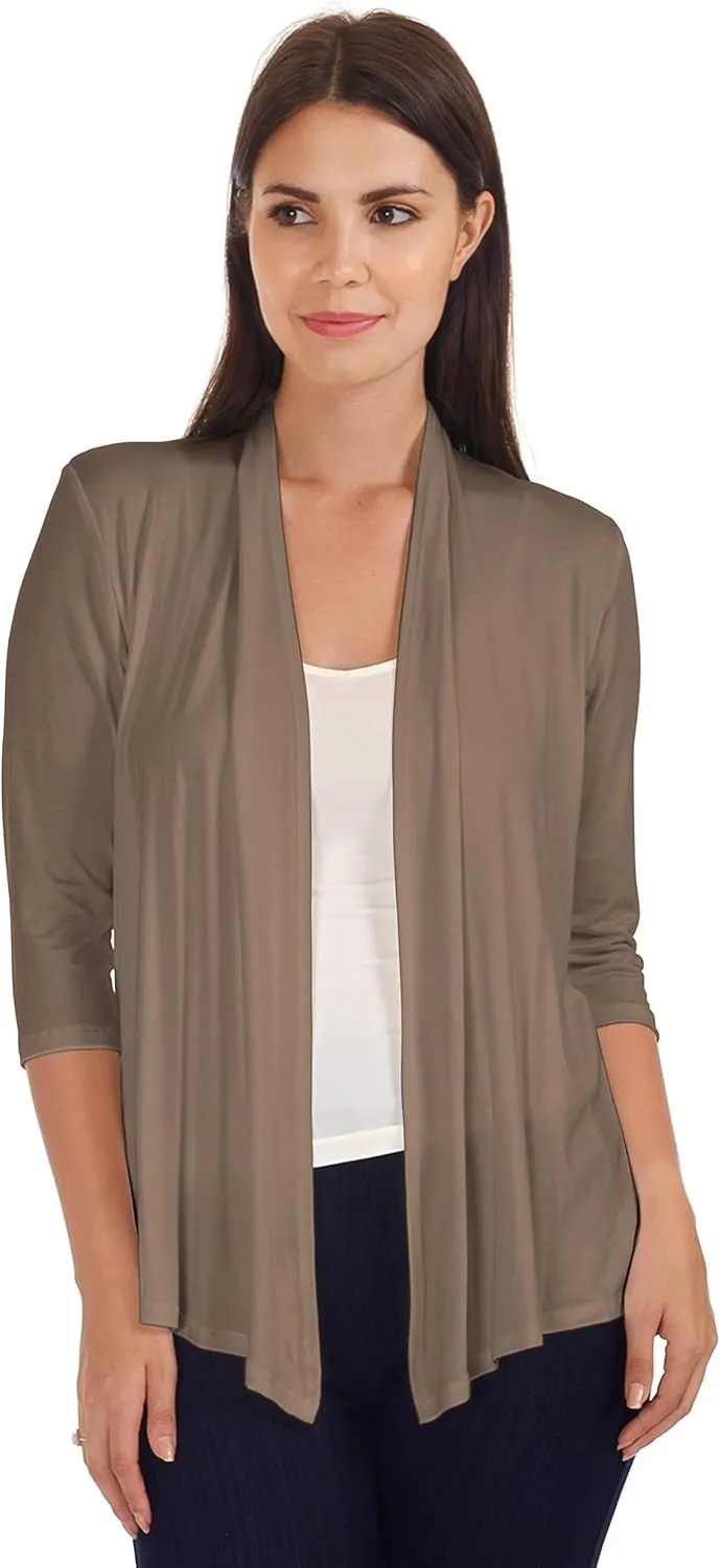 DFF Shop Women's Assymetrical Boyfriend Open 3/4 Sleeve Cardigan (Size: S- 5X)