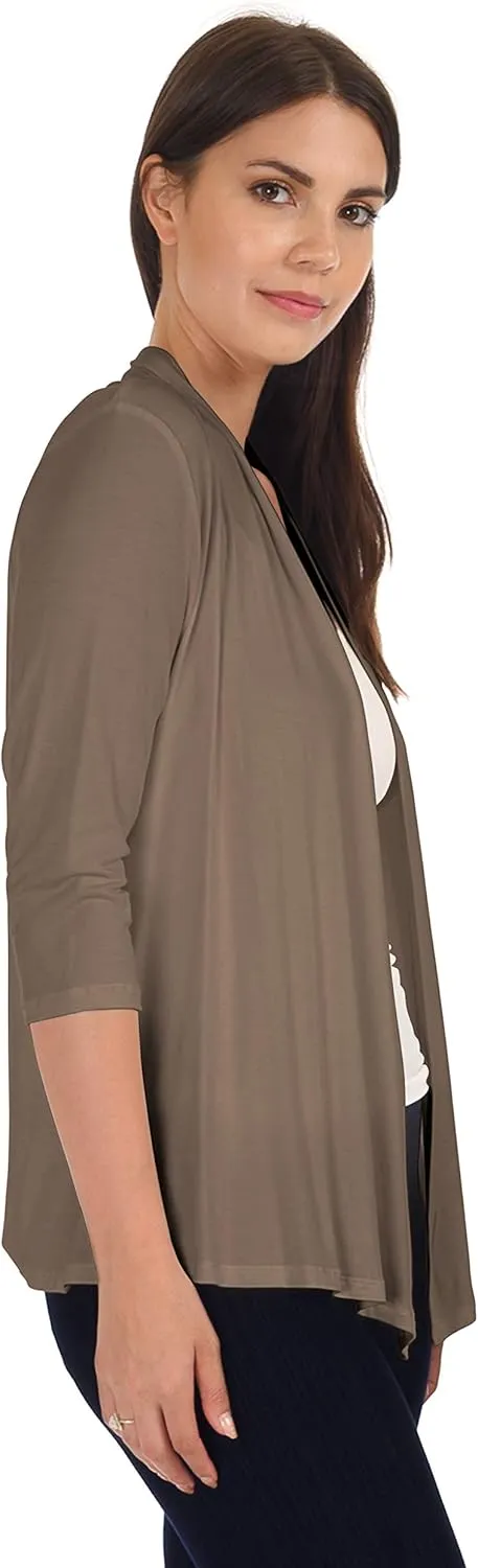 DFF Shop Women's Assymetrical Boyfriend Open 3/4 Sleeve Cardigan (Size: S- 5X)