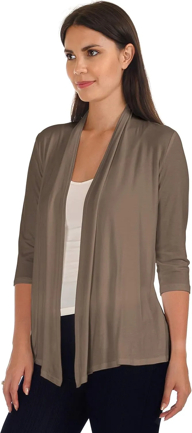 DFF Shop Women's Assymetrical Boyfriend Open 3/4 Sleeve Cardigan (Size: S- 5X)