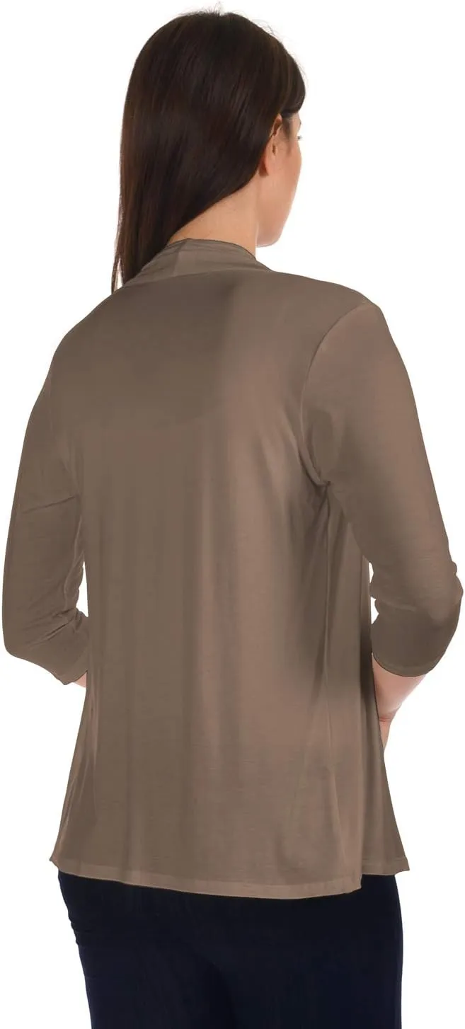 DFF Shop Women's Assymetrical Boyfriend Open 3/4 Sleeve Cardigan (Size: S- 5X)