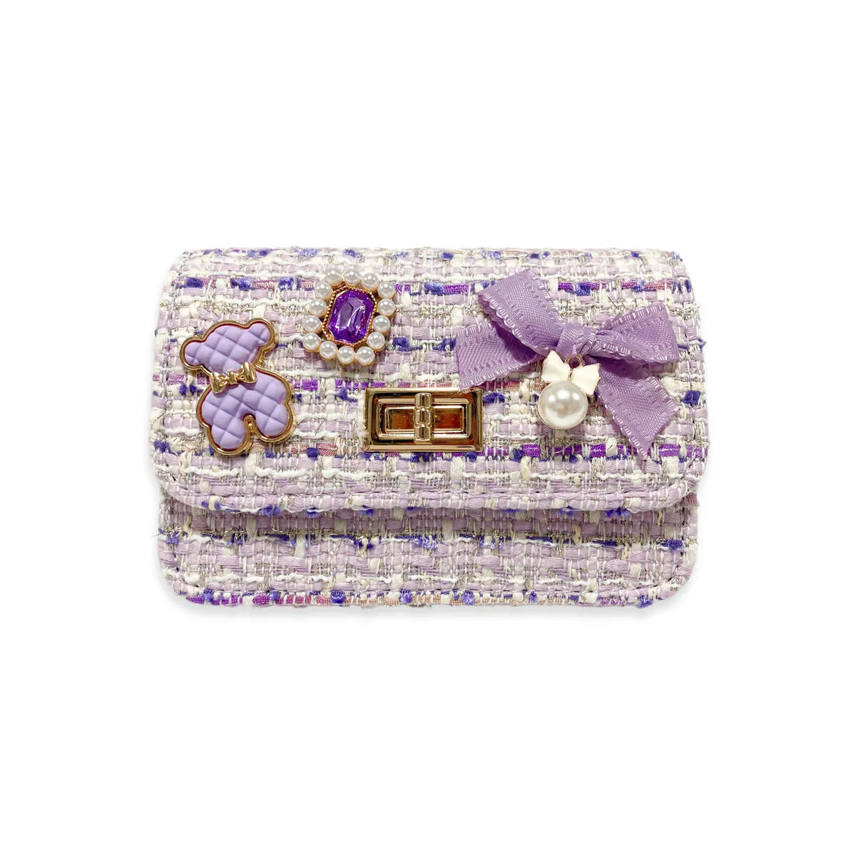 Doe a Dear - Teddy Bear & Bow Tweed Purse