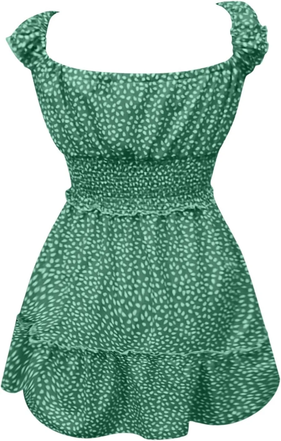 Floral Dress for Women Square Neck Ruffle Cap Sleeve Tie Front Mini Dress A Line Tiered Elastic Waist Summer Dresses
