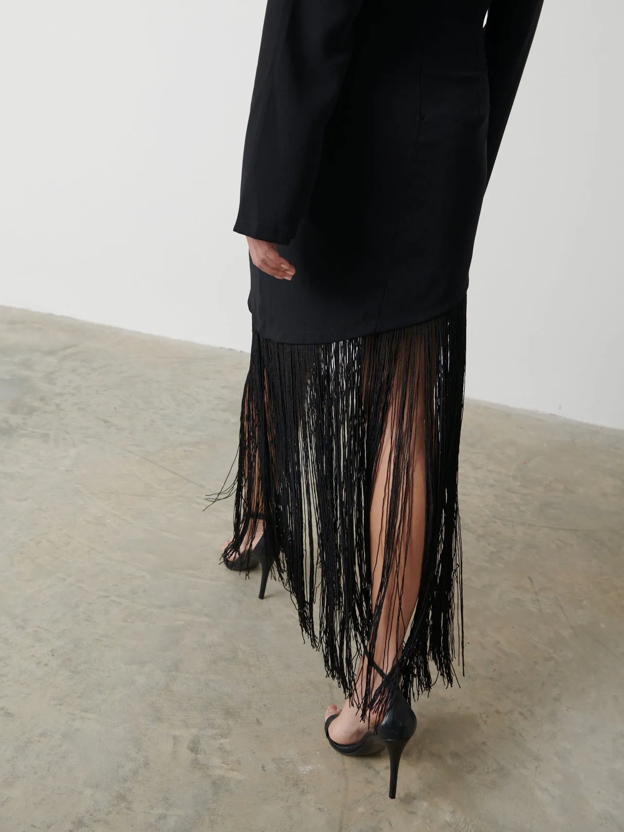 Francoise Fringed Maxi Dress - Black