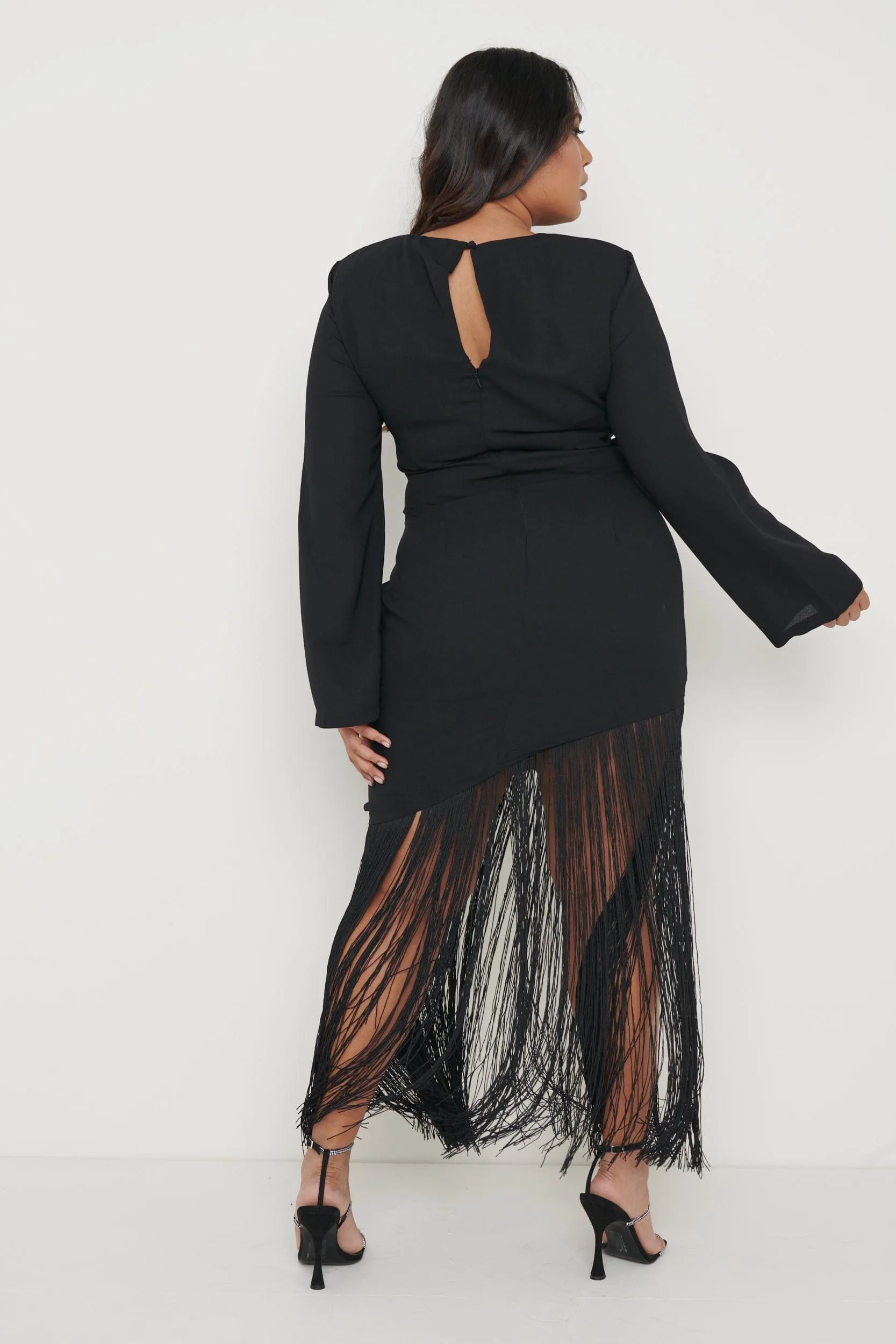 Francoise Fringed Maxi Dress - Black