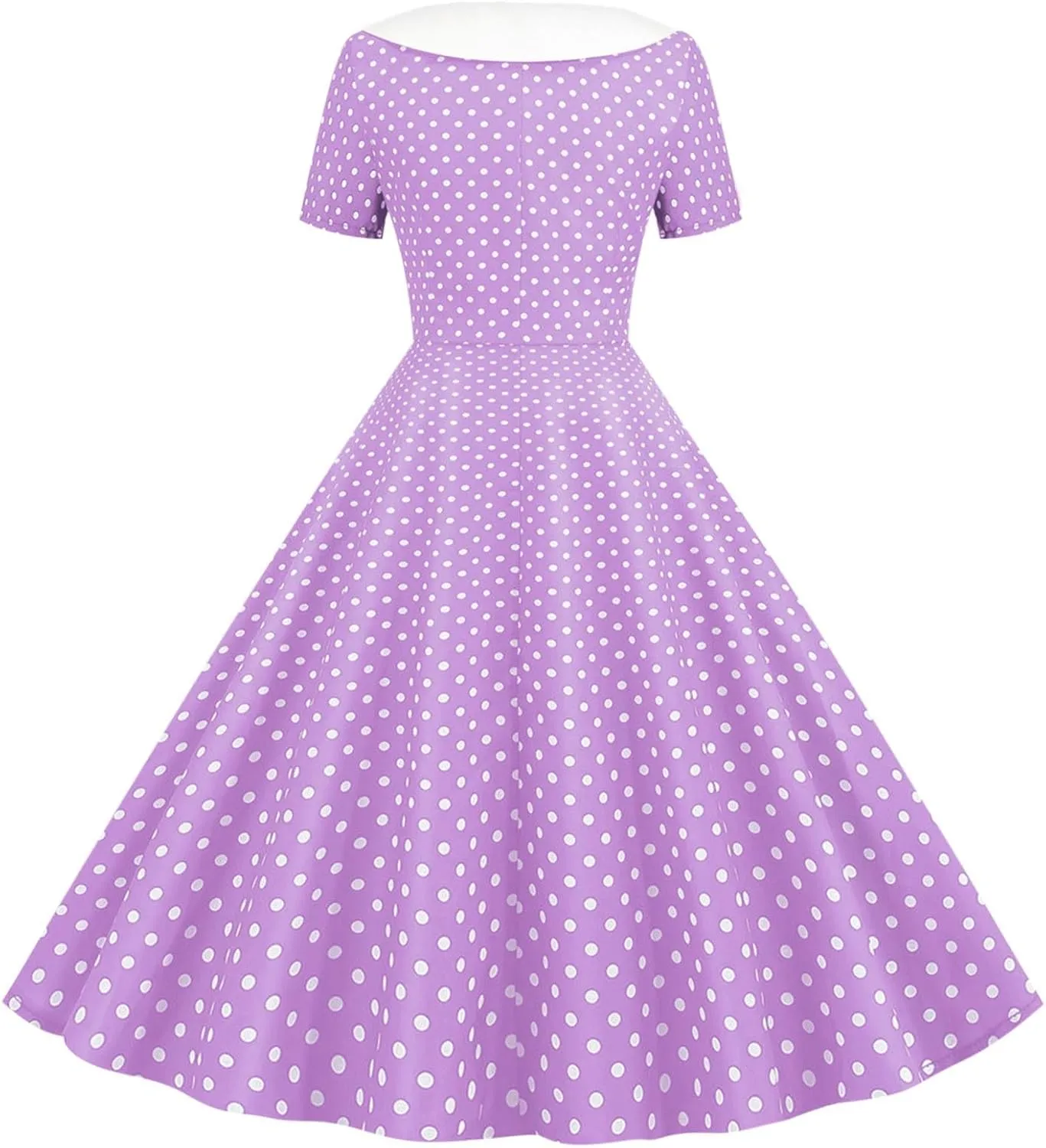 Girls Double Breasted Notch Lapel 50s Vintage Short Sleeve Cocktail Swing Dress Polka Dot 1950s Rockabilly Prom Midi Sundress