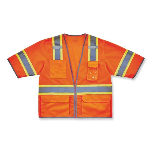 Glowear 8346z Class 3 Two-tone Hi-vis Surveyor Zipper Vest, Small/medium, Orange, Ships In 1-3 Business Days