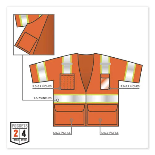 Glowear 8346z Class 3 Two-tone Hi-vis Surveyor Zipper Vest, Small/medium, Orange, Ships In 1-3 Business Days