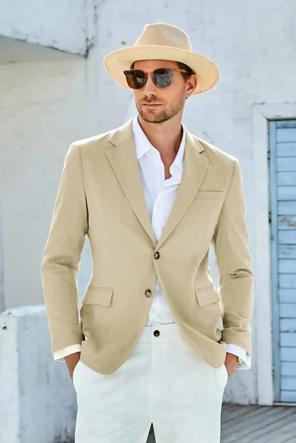 GRACE KARIN Casual Blazer for Men Slim Fit Mens Suit Jacket Lightweight Sport Coat Two Button
