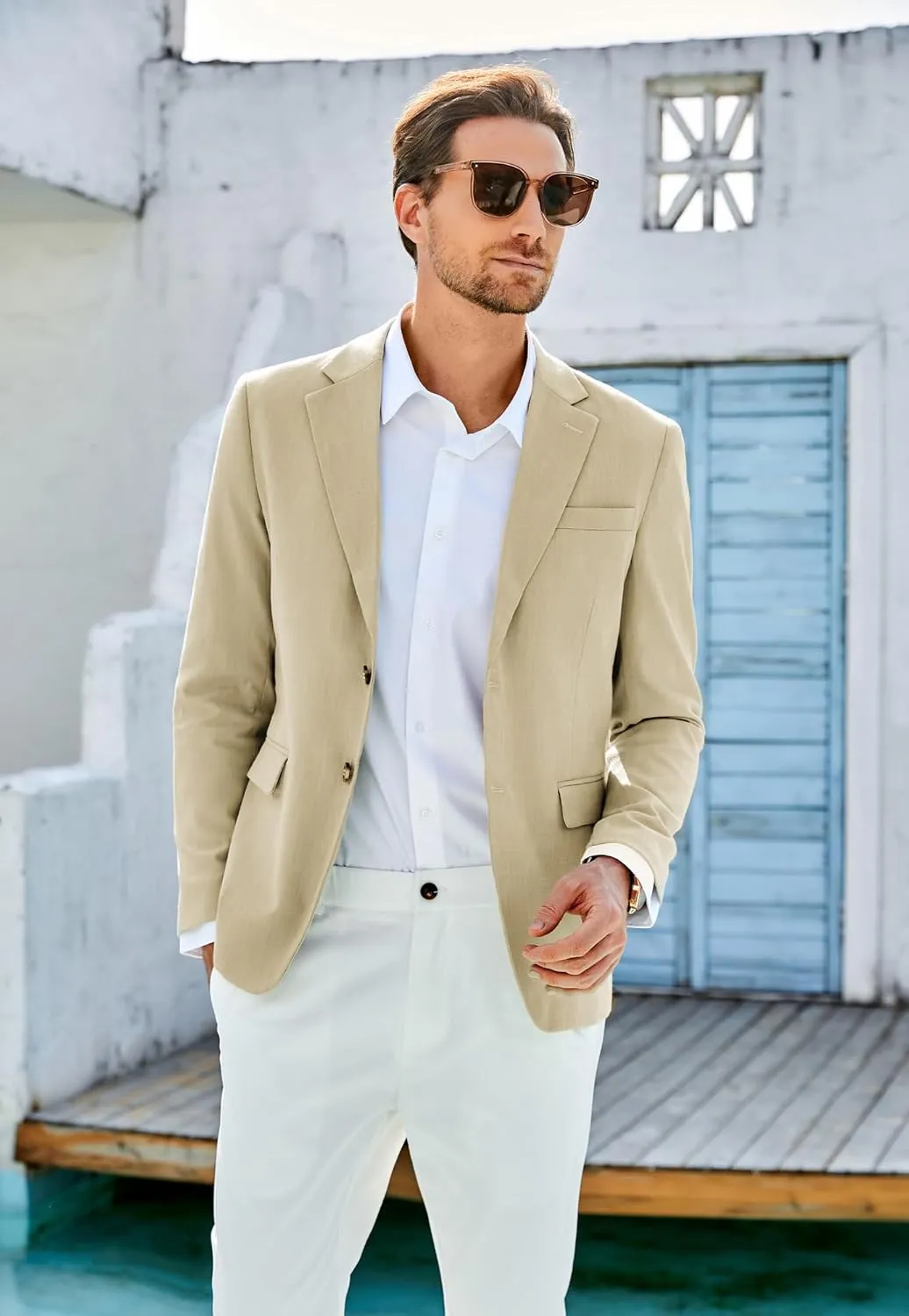 GRACE KARIN Casual Blazer for Men Slim Fit Mens Suit Jacket Lightweight Sport Coat Two Button