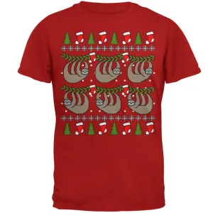 Hanging Sloth Ugly Christmas Sweater Mens Soft T Shirt