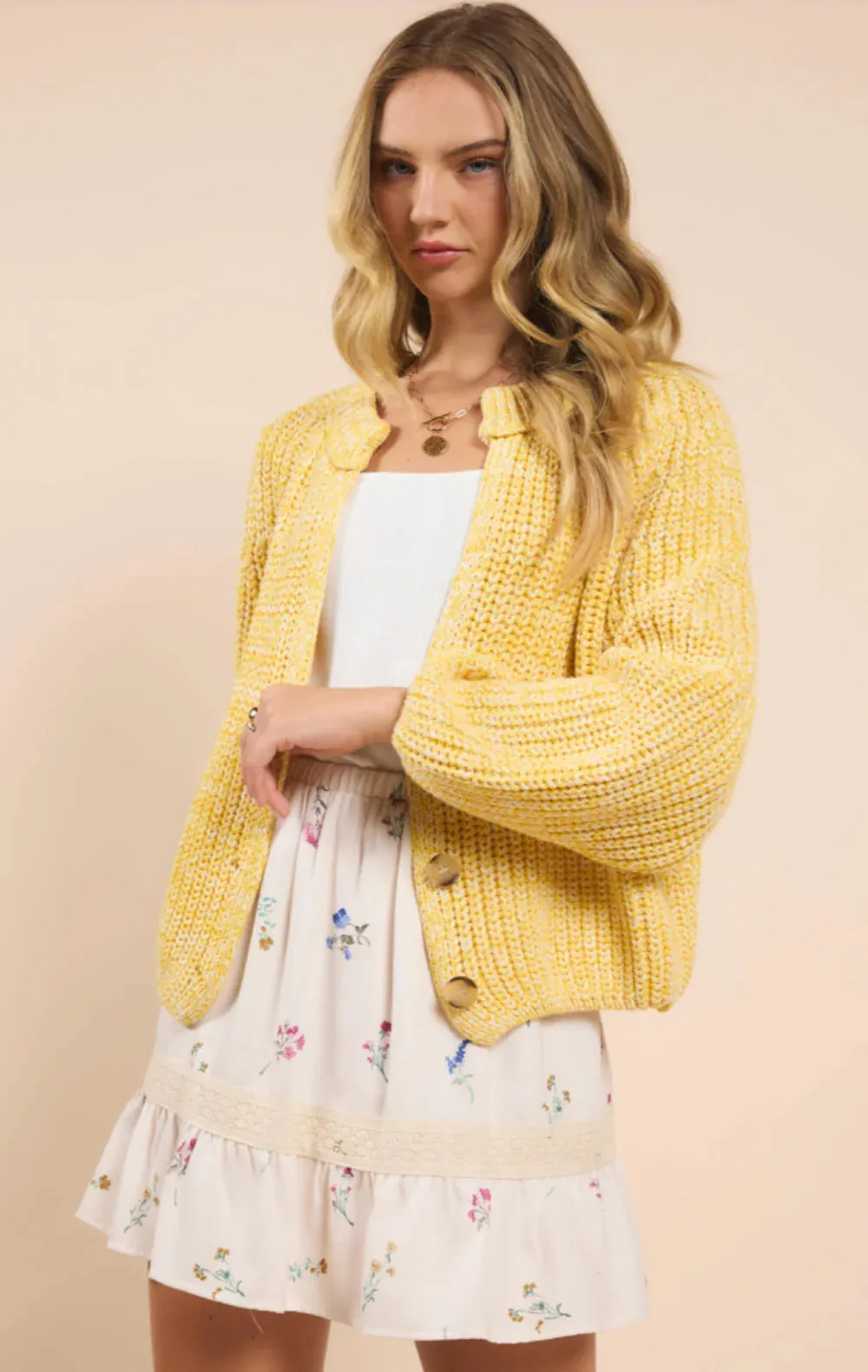 Hello Sunshine Half Buttoned Cardigan