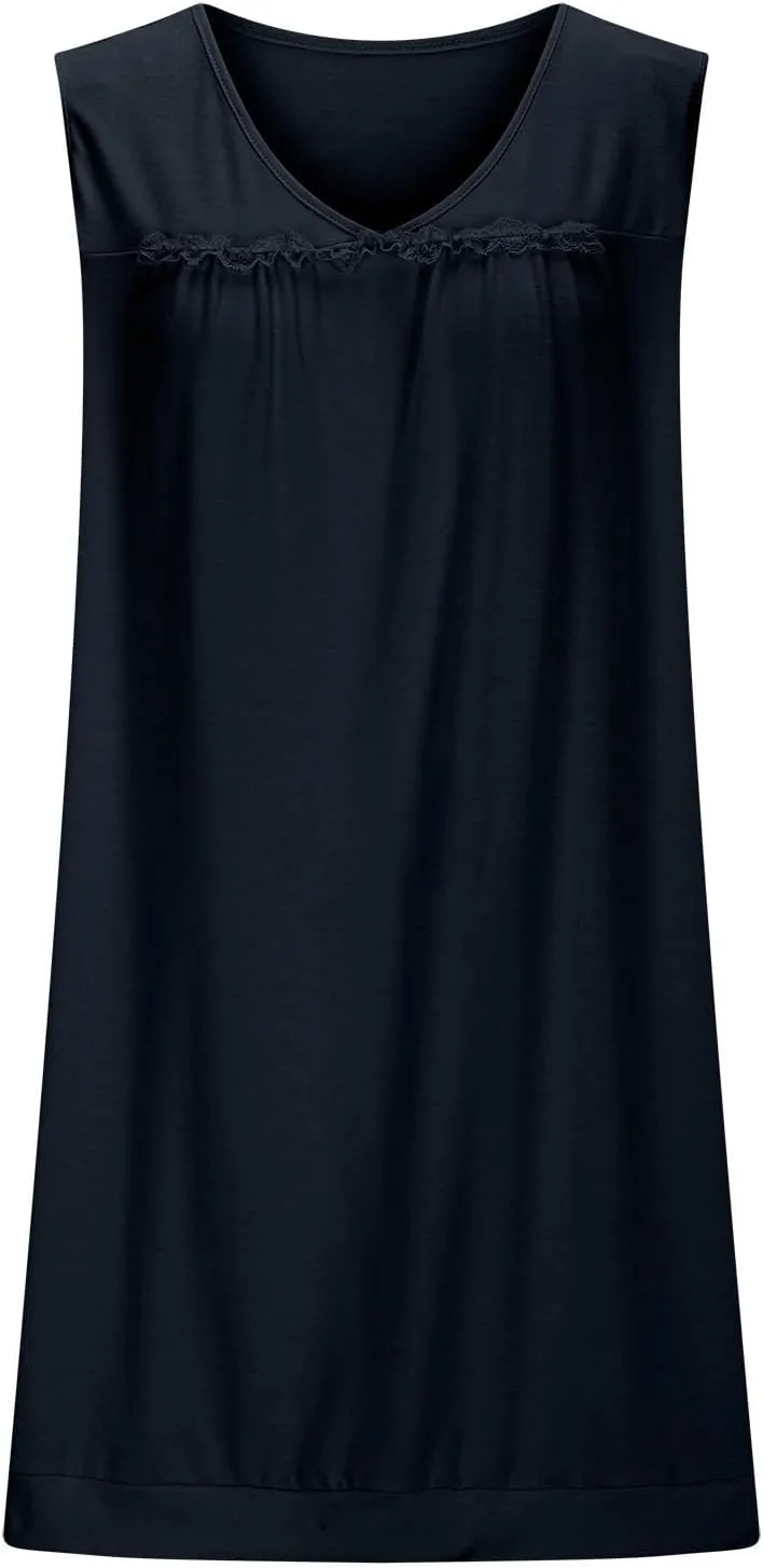 HGps8w Women's Summer Ruffle Tank Dress Casual V Neck Sleeveless Loose A-Line Mini Beach Vacation Dresses